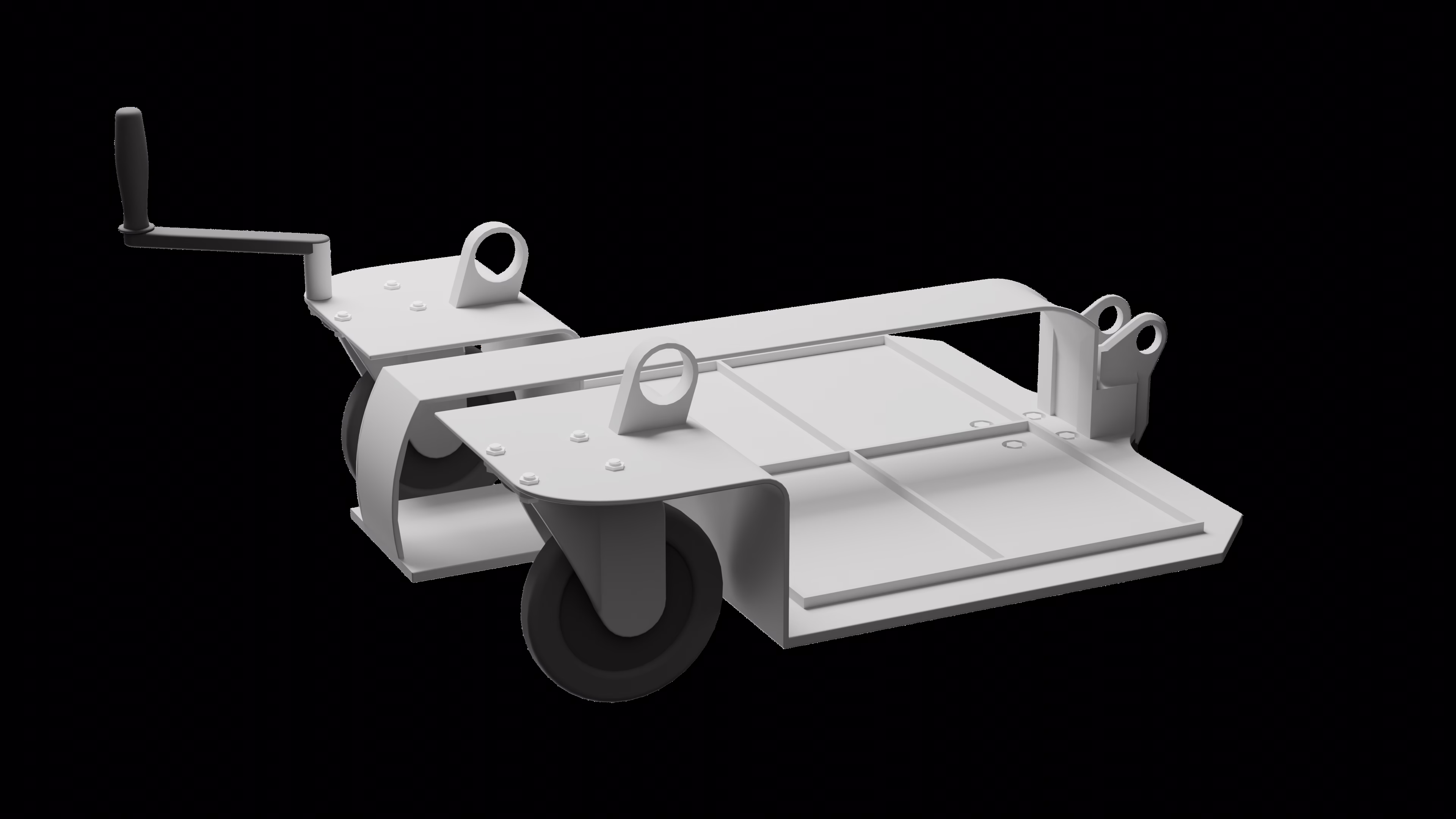 Assembly step 2: front support, fixed with the crank