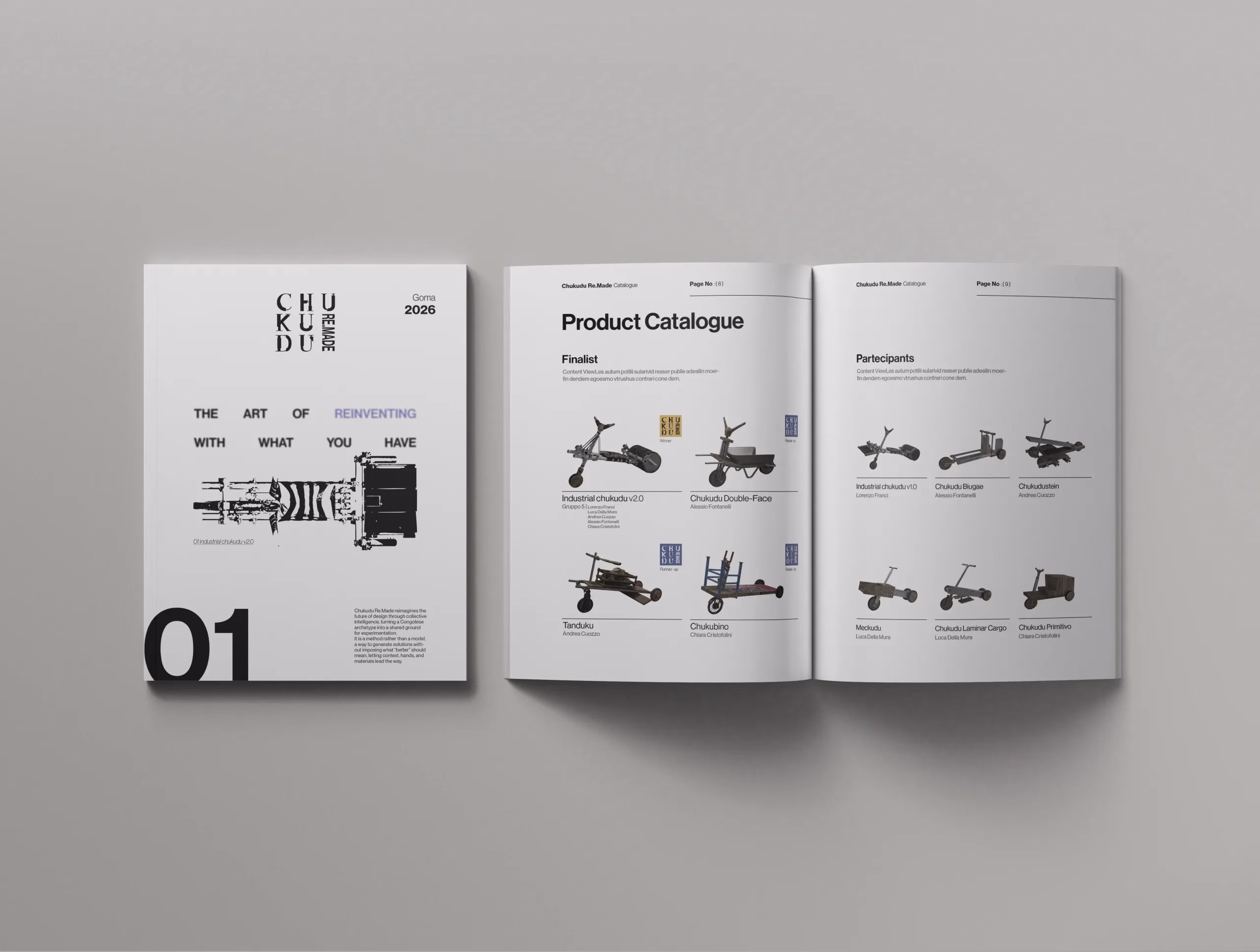 The printed catalogue, open on a page of chukudu variants
