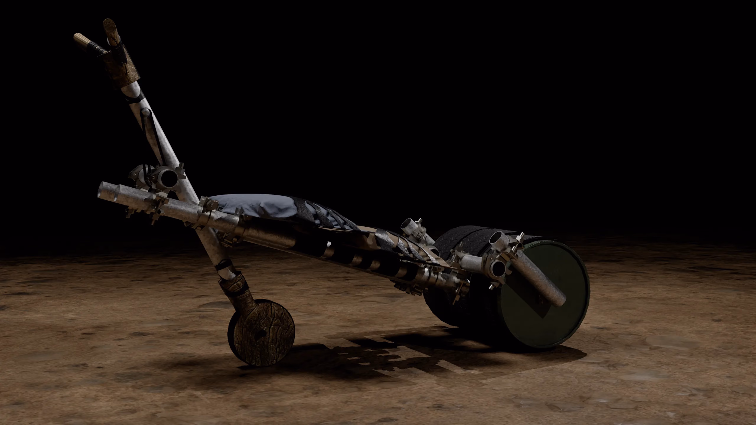 The chukudu carrying a stretcher on its frame