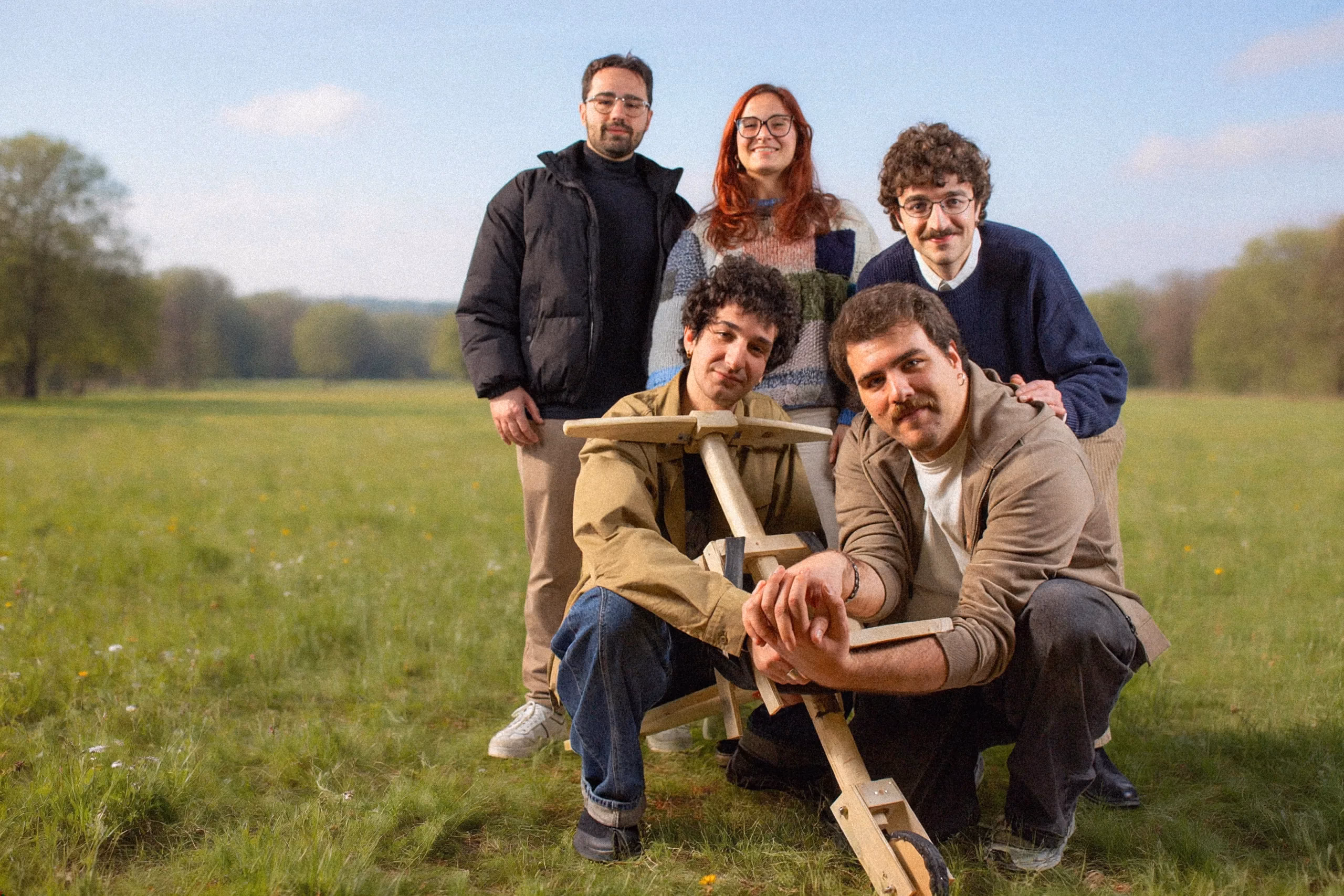 The team outdoors with the prototype