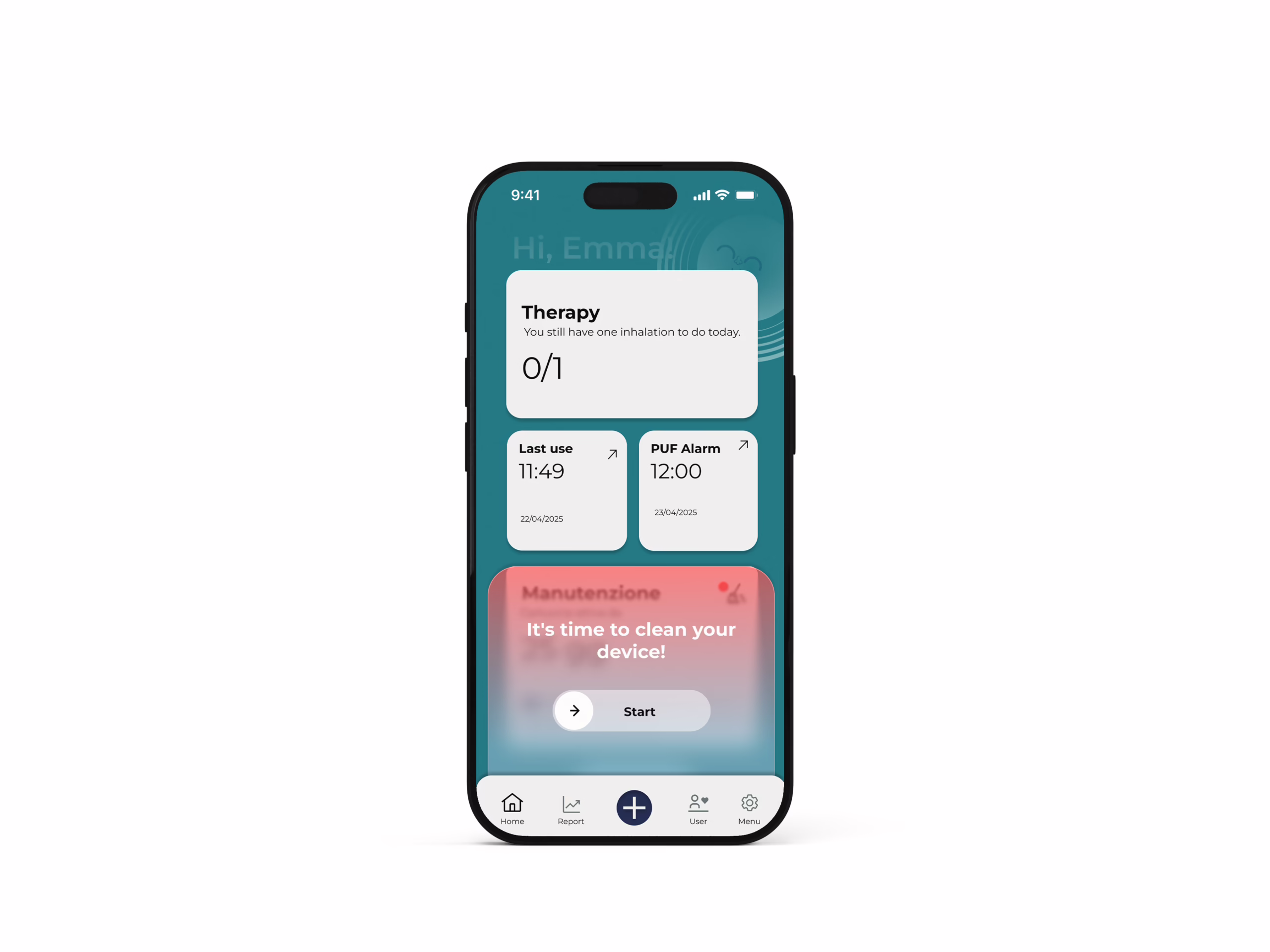 App screen: cleaning reminder