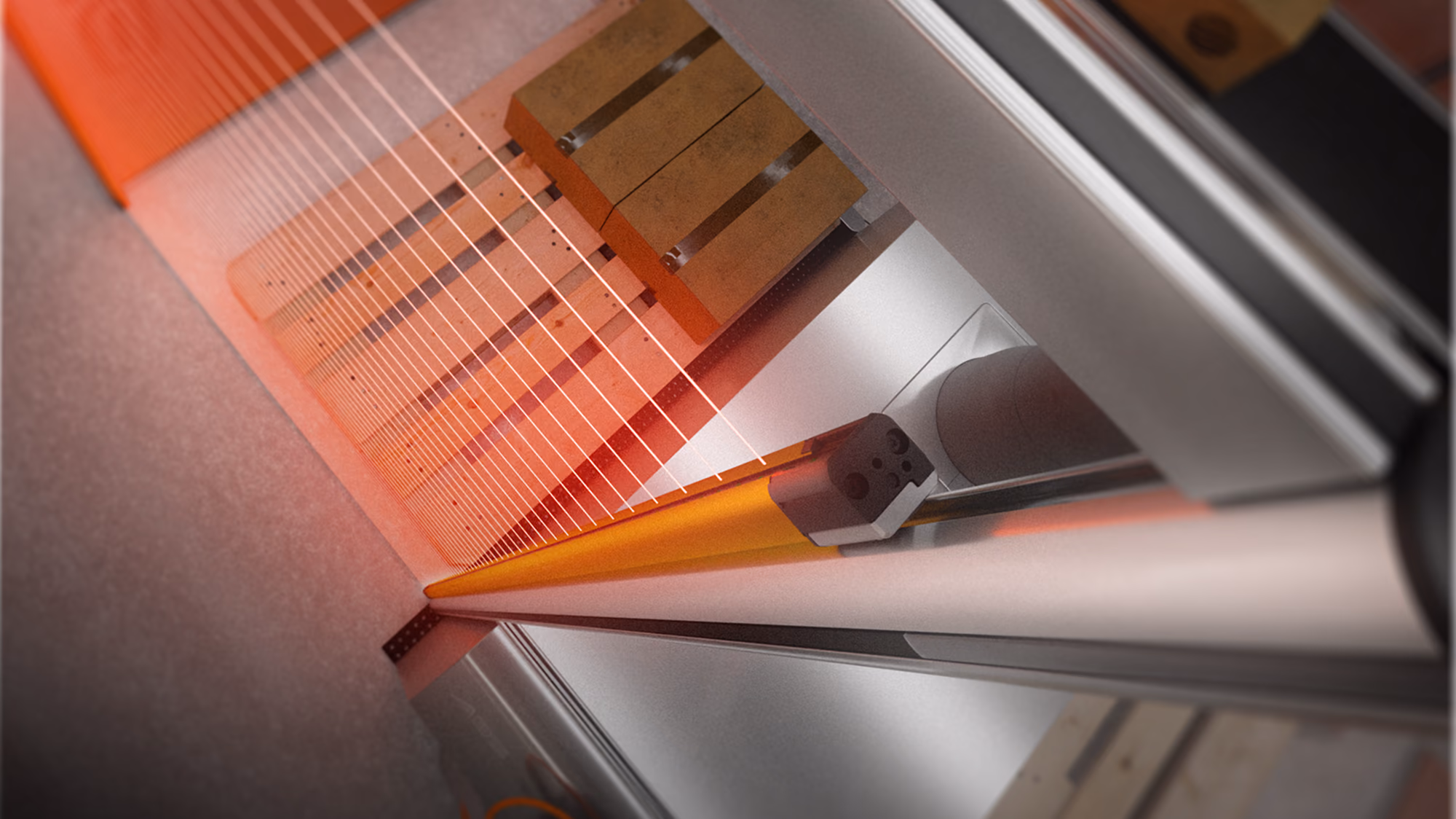 The Keyence laser barrier along the pallet station