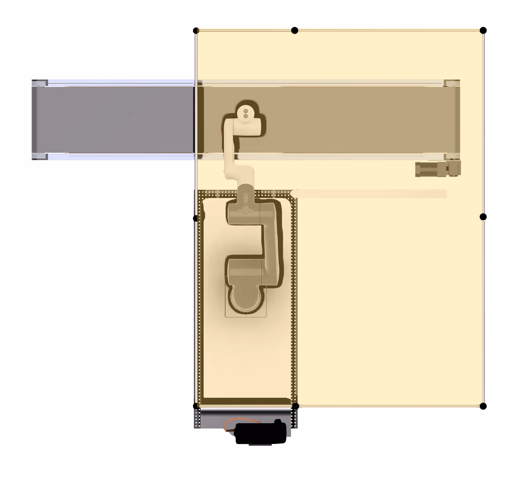 Plan of configuration B: one pallet station, no buffering