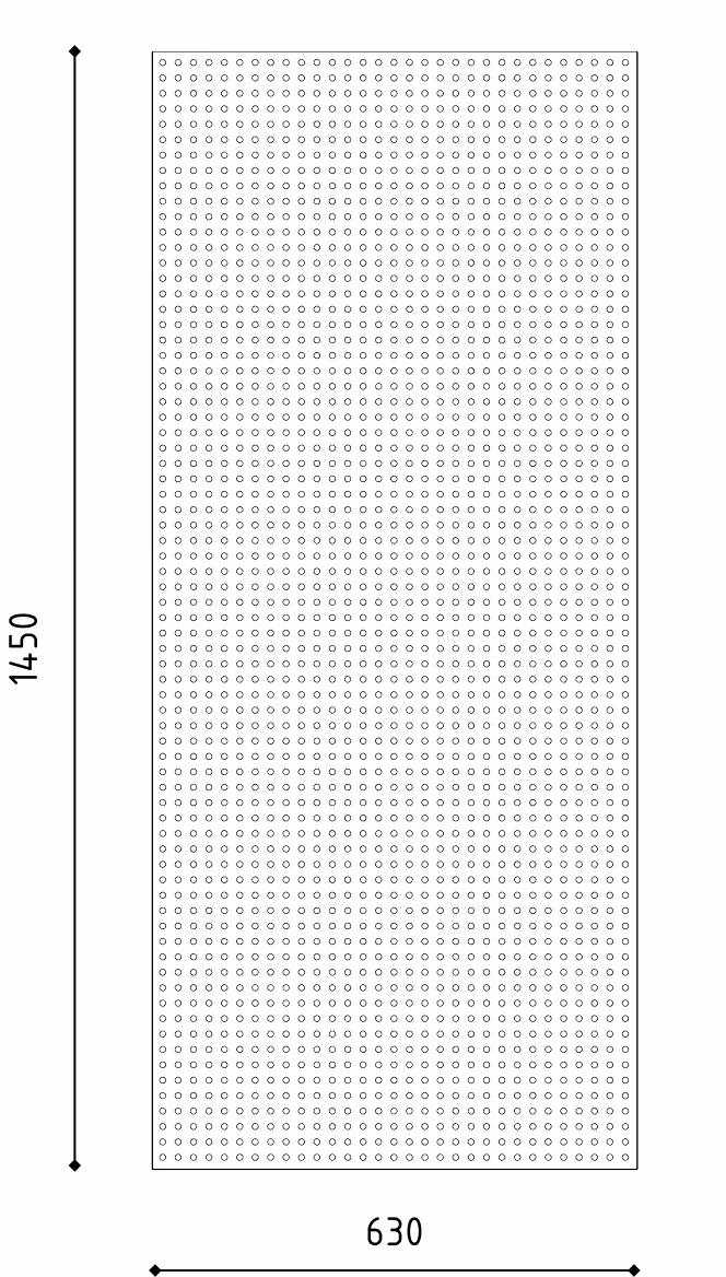 The pegboard plate, 630 by 1450 millimetres