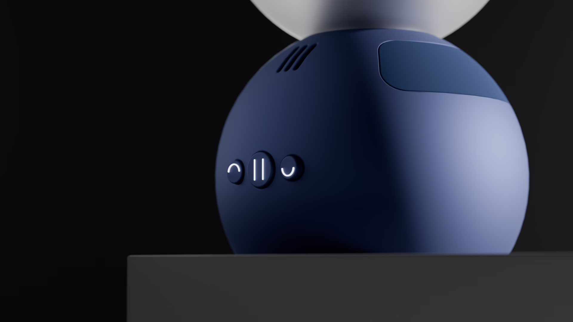 Close-up of the moulded buttons on the base