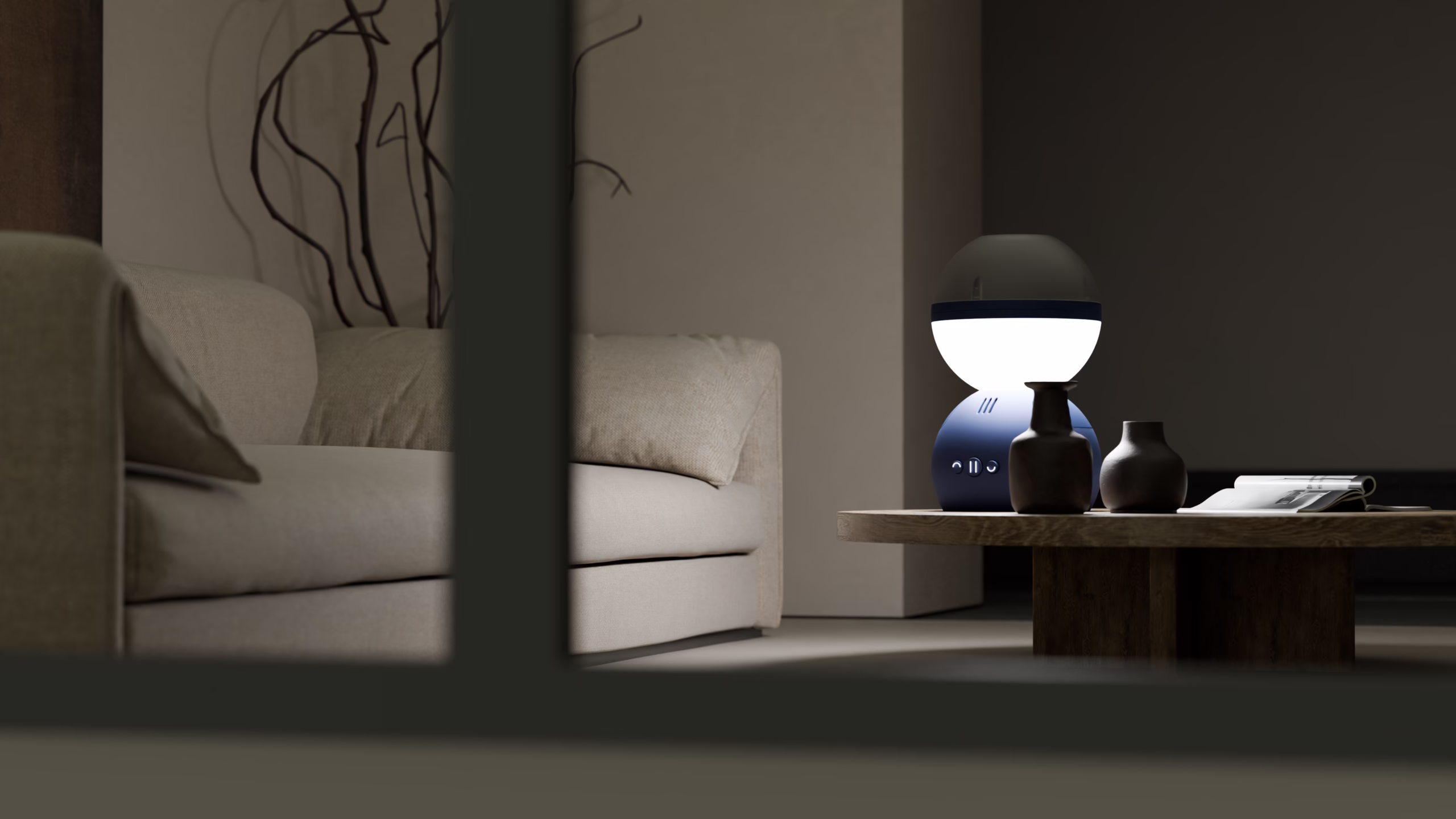 Otto as the only light in a dark room