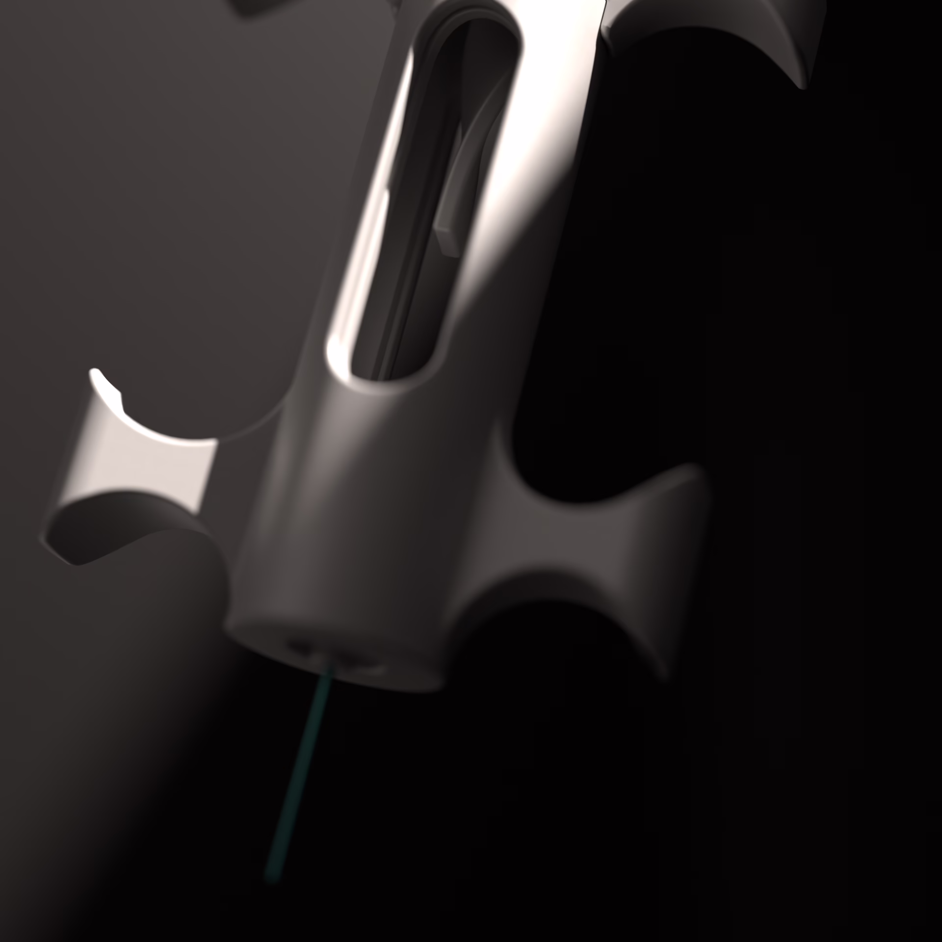 The open slot in the body of Palmo, with the needle below