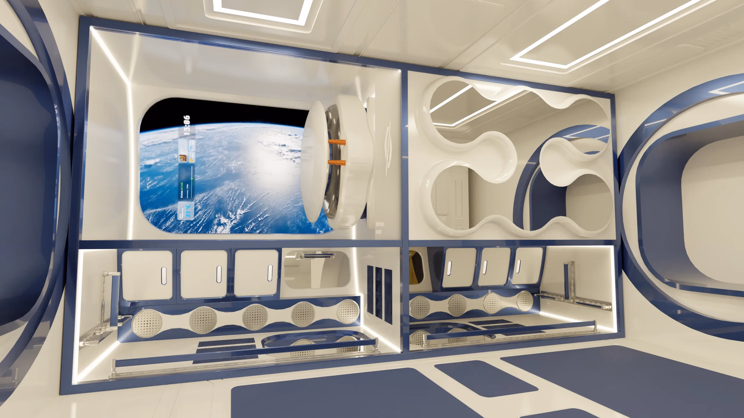 The poncho installed inside a space station module