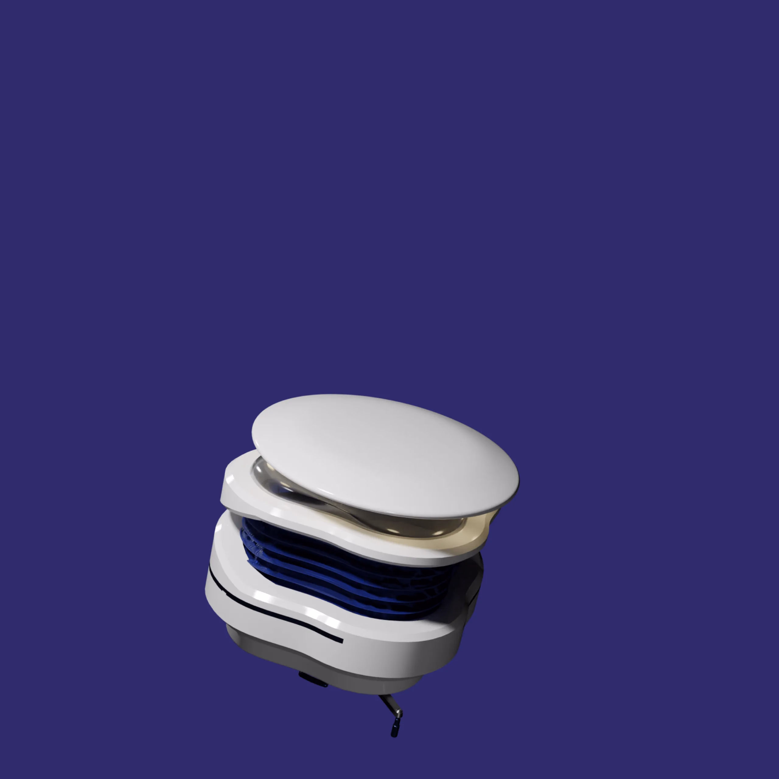 The poncho closed: a rigid disc with the enclosure folded inside