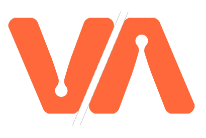 The Vision.A logo, a V and an A joined by a line, drawn on its construction grid