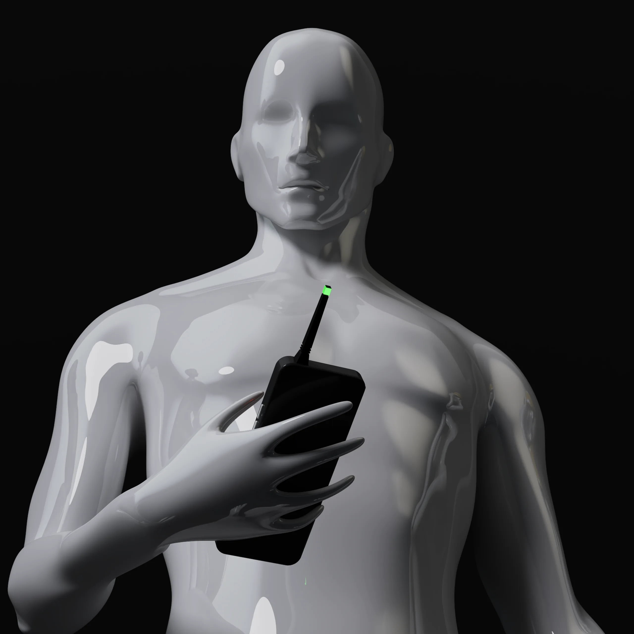 A mannequin holding the rescuer's communication device